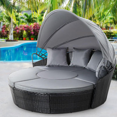 Gardeon Outdoor Lounge Setting Sofa Patio Furniture Wicker Garden Rattan Set Day Bed Black Payday Deals