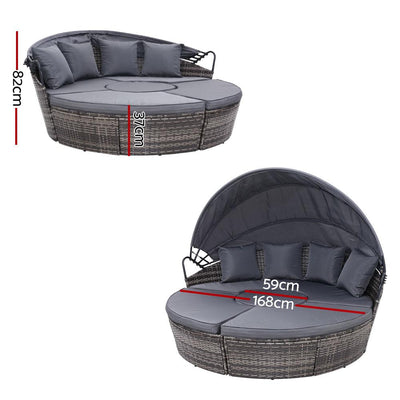 Gardeon Outdoor Lounge Setting Sofa Patio Furniture Wicker Garden Rattan Set Day Bed Grey Payday Deals