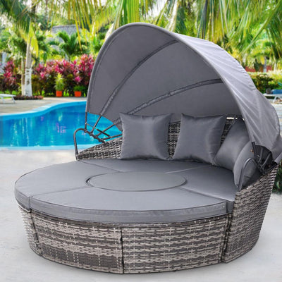 Gardeon Outdoor Lounge Setting Sofa Patio Furniture Wicker Garden Rattan Set Day Bed Grey Payday Deals