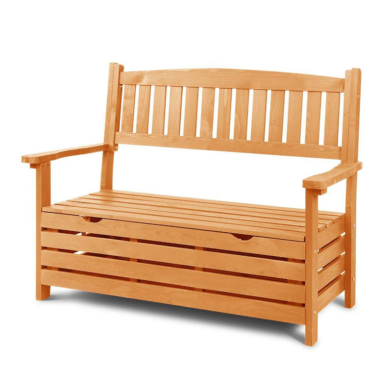 Gardeon Outdoor Storage Bench Box Wooden Garden Chair 2 Seat Timber Furniture Payday Deals