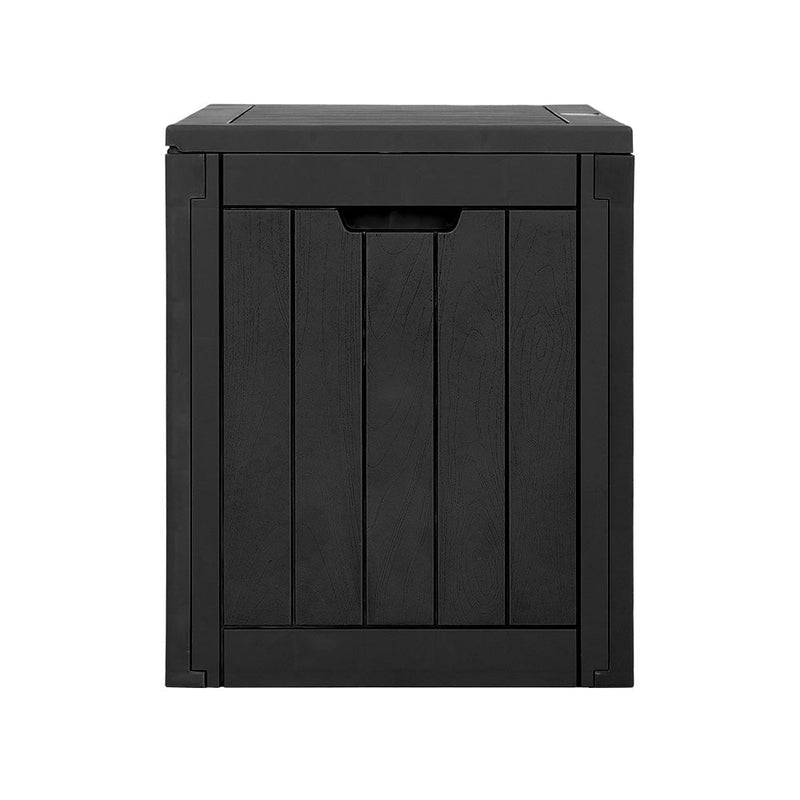 Gardeon Outdoor Storage Box 118L Container Lockable Indoor Garden Toy Tool Shed Black Payday Deals