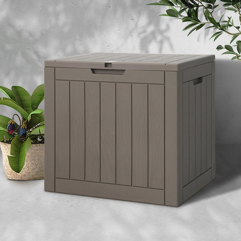 Gardeon Outdoor Storage Box 118L Container Lockable Indoor Garden Toy Tool Shed Grey Payday Deals