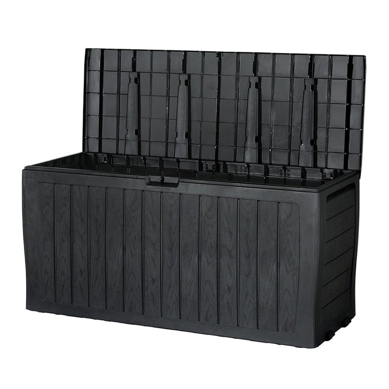 Gardeon Outdoor Storage Box 220L Lockable Organiser Garden Deck Toy Shed Tool Black Payday Deals