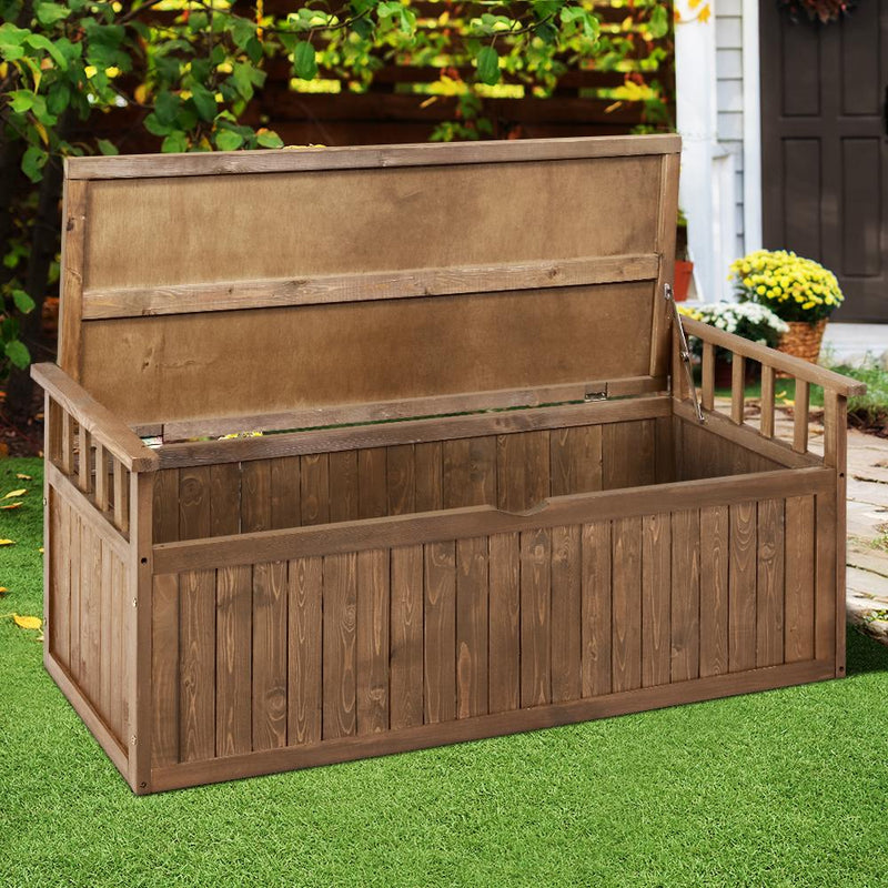 Gardeon Outdoor Storage Box Wooden Garden Bench 128.5cm Chest Tool Toy Sheds XL Payday Deals