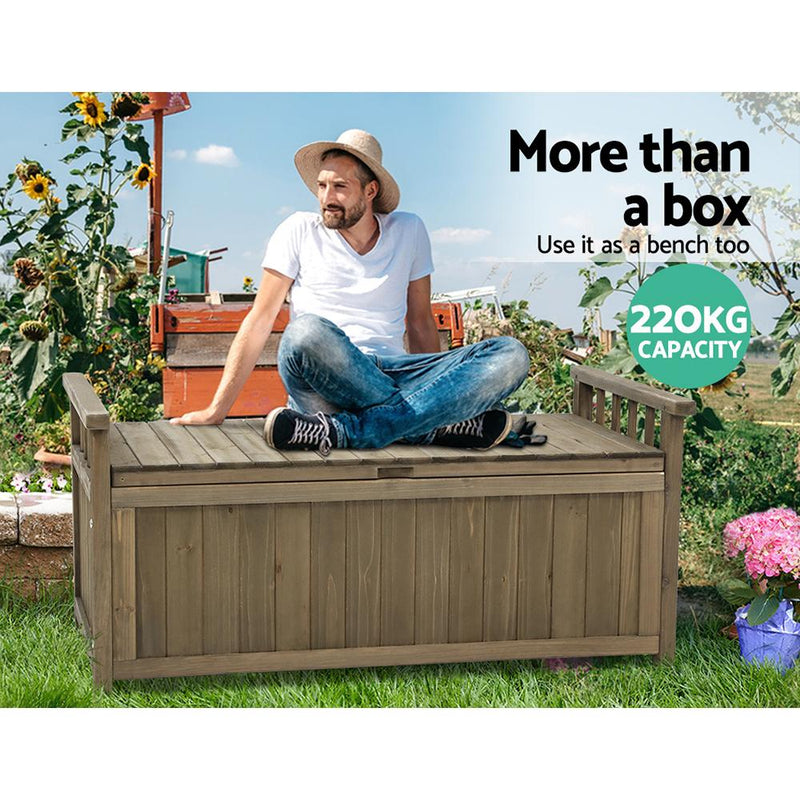 Gardeon Outdoor Storage Box Wooden Garden Bench Chest Toy Tool Sheds Furniture Payday Deals