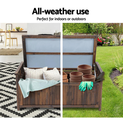 Gardeon Outdoor Storage Box Wooden Garden Bench Chest Toy Tool Sheds Furniture Payday Deals