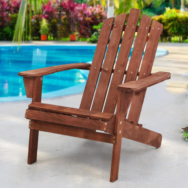 Gardeon Outdoor Sun Lounge Beach Chairs Table Setting Wooden Adirondack Patio Brown Chair Payday Deals