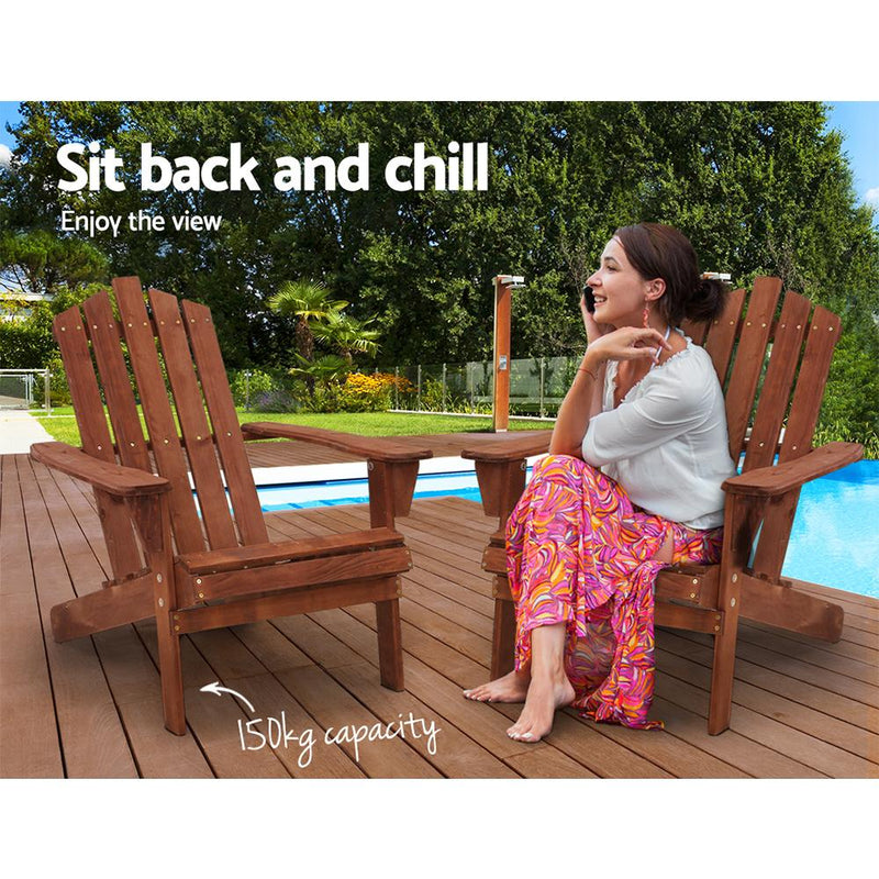 Gardeon Outdoor Sun Lounge Beach Chairs Table Setting Wooden Adirondack Patio Brown Chair Payday Deals