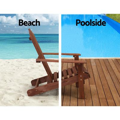 Gardeon Outdoor Sun Lounge Beach Chairs Table Setting Wooden Adirondack Patio Brown Chair Payday Deals