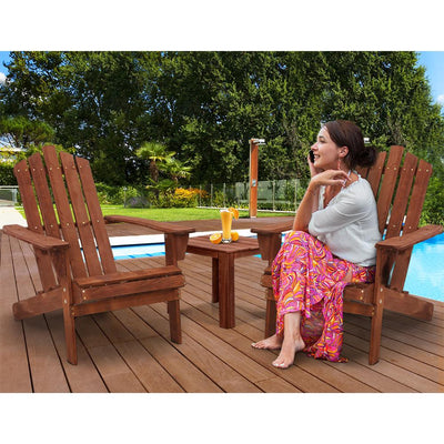 Gardeon Outdoor Sun Lounge Beach Chairs Table Setting Wooden Adirondack Patio Chair Brwon Payday Deals