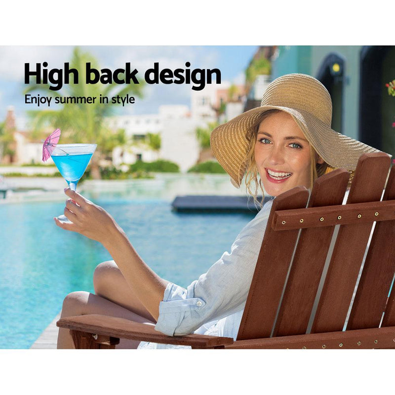 Gardeon Outdoor Sun Lounge Beach Chairs Table Setting Wooden Adirondack Patio Chair Brwon Payday Deals