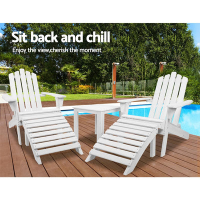 Gardeon Outdoor Sun Lounge Beach Chairs Table Setting Wooden Adirondack Patio Chair Payday Deals