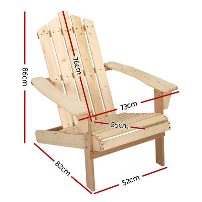 Gardeon Outdoor Sun Lounge Beach Chairs Table Setting Wooden Adirondack Patio Chair Light Wood Tone Payday Deals