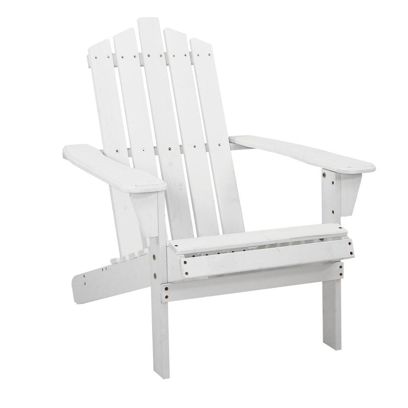 Gardeon Outdoor Sun Lounge Beach Chairs Table Setting Wooden Adirondack Patio - White Payday Deals