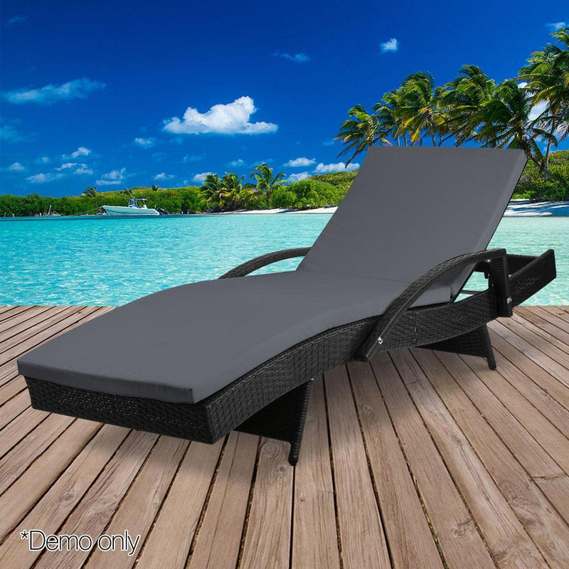 Gardeon Outdoor Sun Lounge - Black