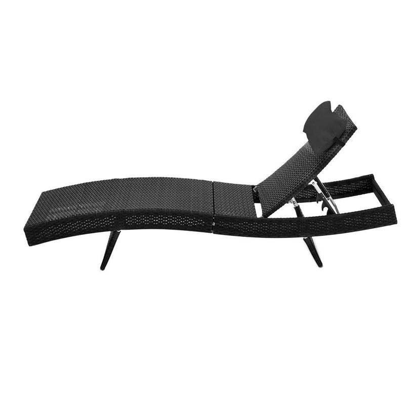 Gardeon Outdoor Sun Lounge Setting Wicker Lounger Day Bed Rattan Patio Furniture Black Payday Deals