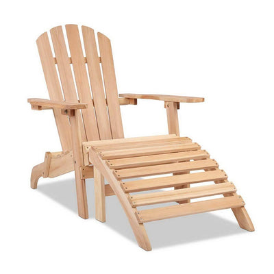 Outdoor Wooden Beach Lounge Chair - Natural Wood