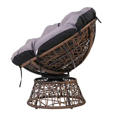 Gardeon Papasan Chair and Side Table - Brown Payday Deals