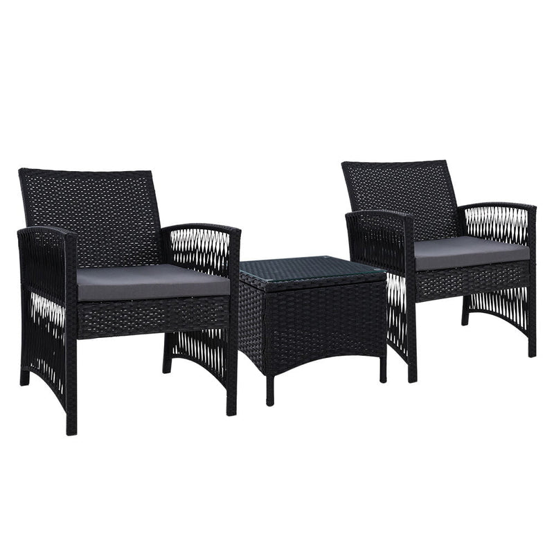 Gardeon Patio Furniture Outdoor Bistro Set Dining Chairs Setting 3 Piece Wicker Payday Deals