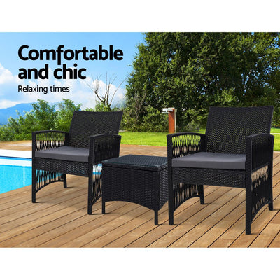Gardeon Patio Furniture Outdoor Bistro Set Dining Chairs Setting 3 Piece Wicker Payday Deals