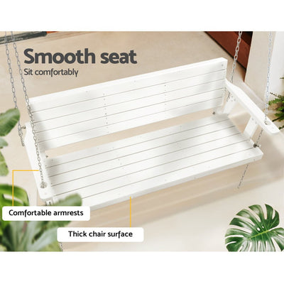 Gardeon Porch Swing Chair with Chain Outdoor Furniture 3 Seater Bench Wooden White Payday Deals