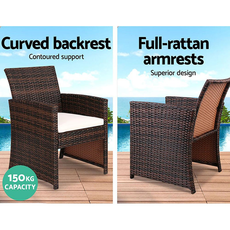 Gardeon Rattan Furniture Outdoor Lounge Setting Wicker Dining Set w/Storage Cover Brown Payday Deals