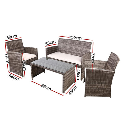 Gardeon Rattan Furniture Outdoor Lounge Setting Wicker Dining Set w/Storage Cover Mixed Grey Payday Deals