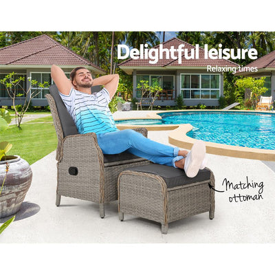 Gardeon Recliner Chair Sun lounge Outdoor Setting Patio Furniture Wicker Sofa Payday Deals