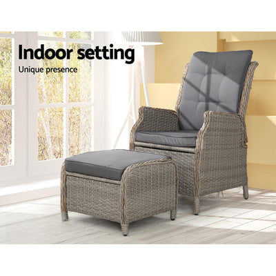 Gardeon Recliner Chair Sun lounge Outdoor Setting Patio Furniture Wicker Sofa Payday Deals