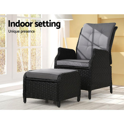 Gardeon Recliner Chair Sun lounge Setting Outdoor Furniture Patio Wicker Sofa Payday Deals