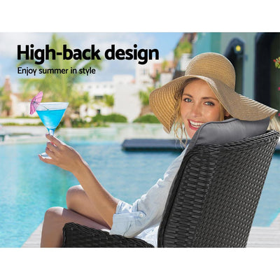Gardeon Recliner Chairs Sun lounge Setting Outdoor Furniture Patio Garden Wicker Payday Deals