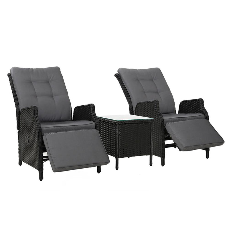 Gardeon Recliner Chairs Sun lounge Setting Outdoor Furniture Patio Wicker Sofa Payday Deals