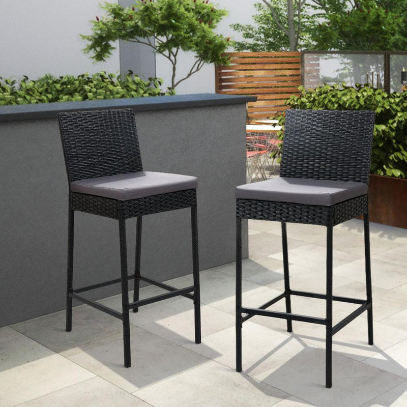 Gardeon Set of 2 Outdoor Bar Stools Dining Chairs Wicker Furniture Payday Deals
