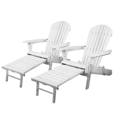 Gardeon Set of 2 Outdoor Sun Lounge Chairs Patio Furniture Lounger Beach Chair Adirondack Payday Deals