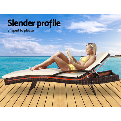 Gardeon Set of 2 Sun Lounge Outdoor Furniture Day Bed Rattan Wicker Lounger Patio Payday Deals