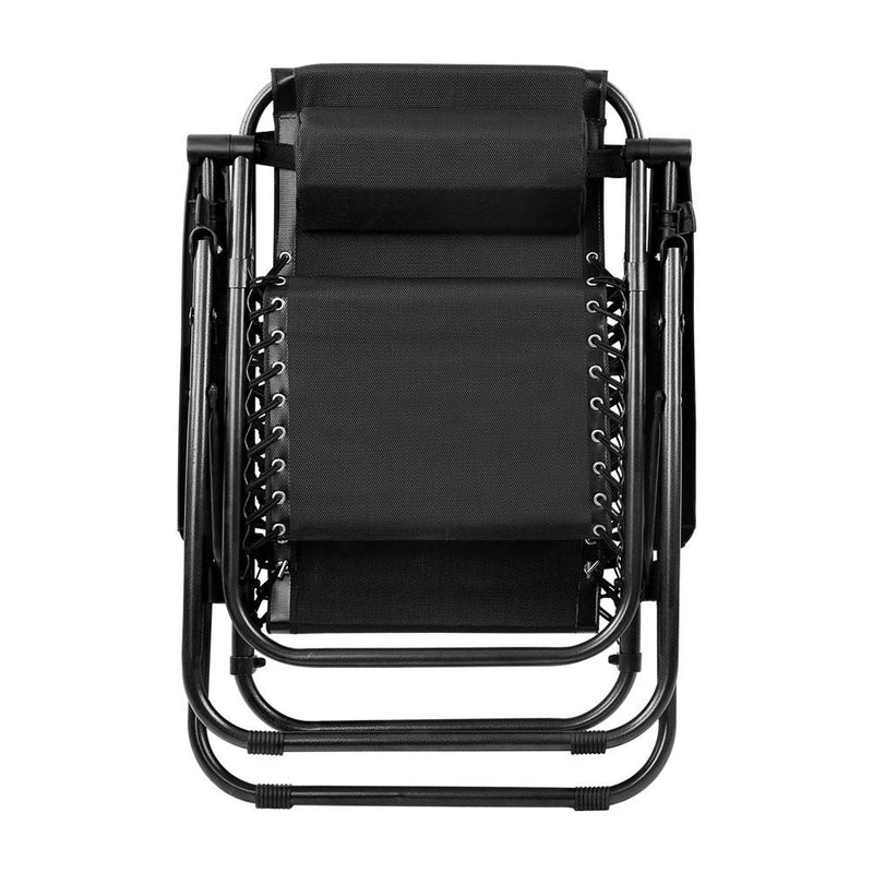 Gardeon Set of 2 Zero Gravity Chairs Reclining Outdoor Furniture Sun Lounge Folding Camping Lounger Black Payday Deals
