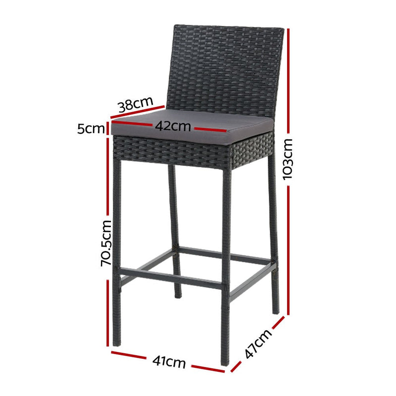 Gardeon Set of 4 Outdoor Bar Stools Dining Chairs Wicker Furniture Payday Deals