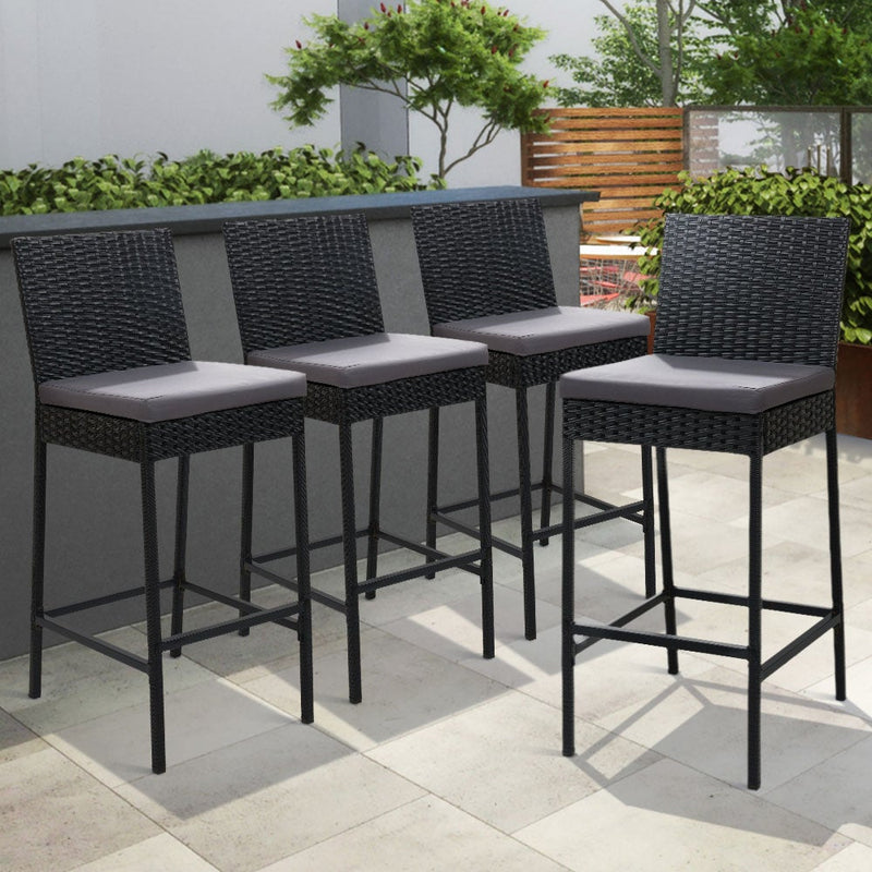 Gardeon Set of 4 Outdoor Bar Stools Dining Chairs Wicker Furniture Payday Deals