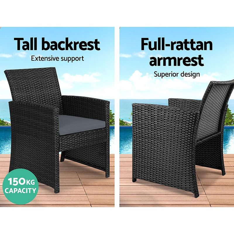 Gardeon Set of 4 Outdoor Lounge Setting Rattan Patio Wicker Dining Set Black Payday Deals