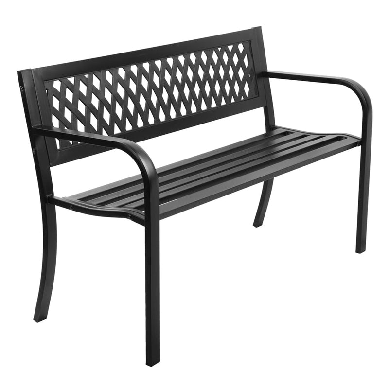 Gardeon Steel Modern Garden Bench - Black Payday Deals