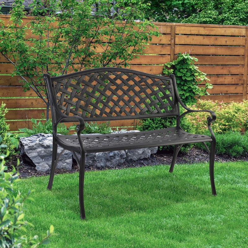 Gardeon Steel Modern Garden Bench - Black Payday Deals