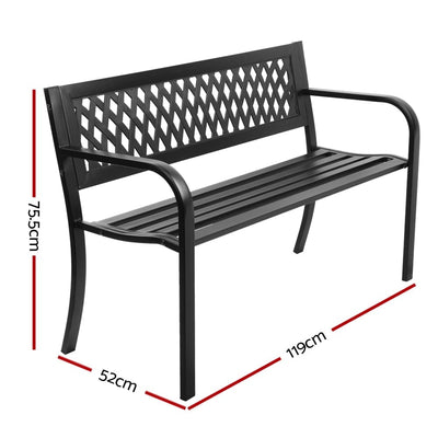 Gardeon Steel Modern Garden Bench - Black Payday Deals