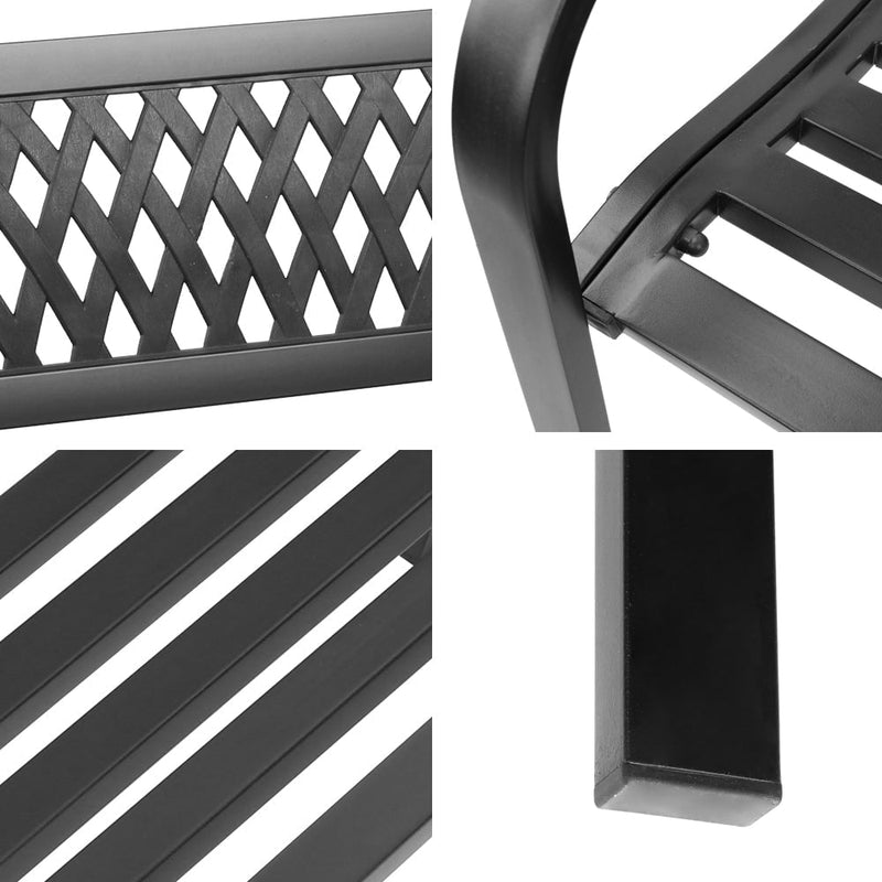 Gardeon Steel Modern Garden Bench - Black Payday Deals