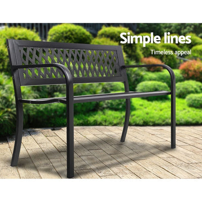 Gardeon Steel Modern Garden Bench - Black Payday Deals