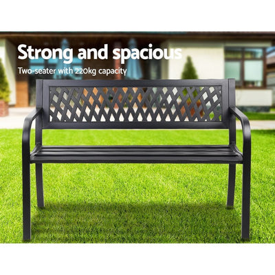 Gardeon Steel Modern Garden Bench - Black Payday Deals