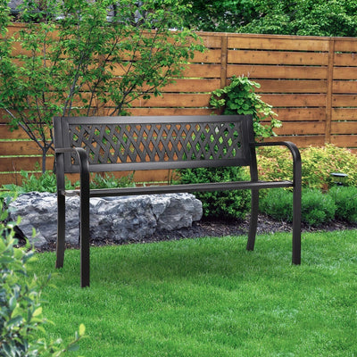 Gardeon Steel Modern Garden Bench - Black Payday Deals