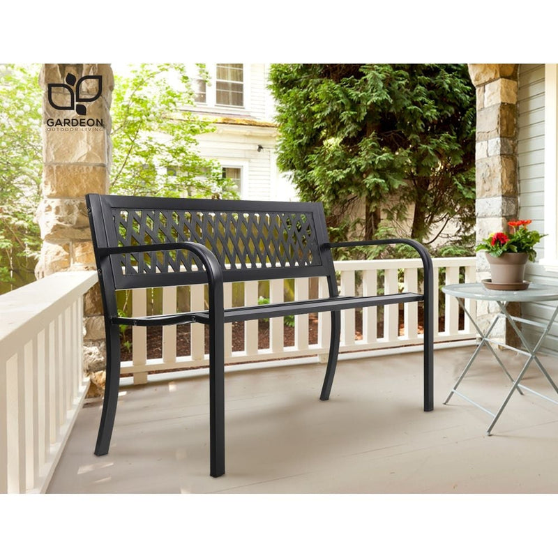 Gardeon Steel Modern Garden Bench - Black Payday Deals