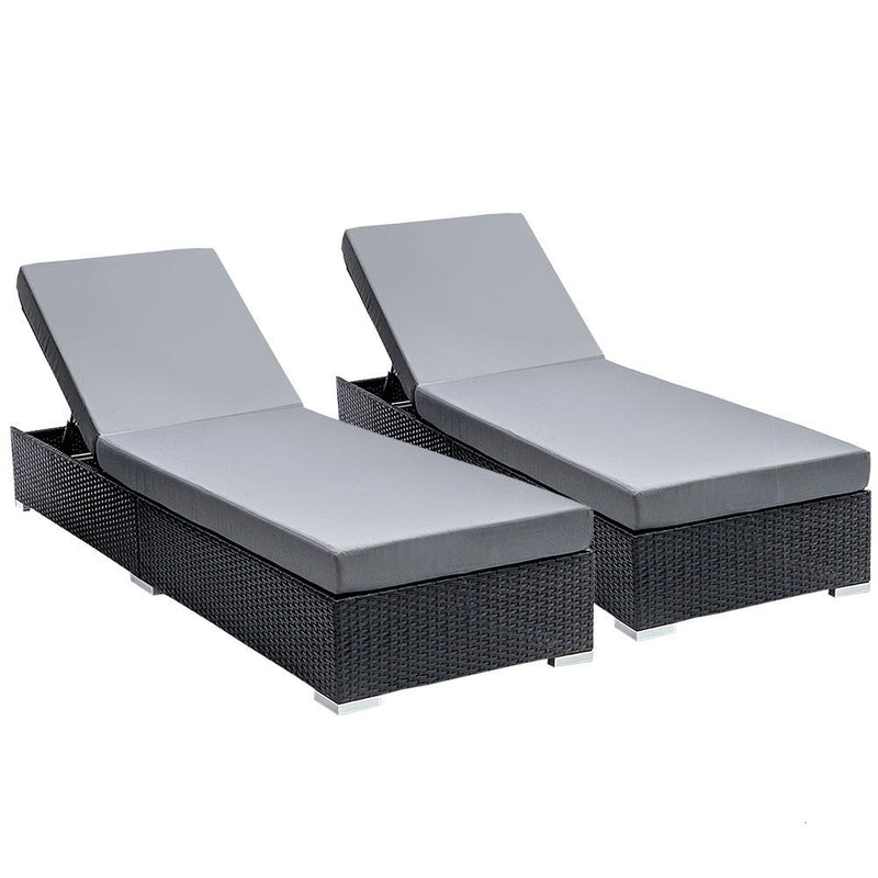 Gardeon Sun Lounge Wicker Lounger Outdoor Furniture Rattan Garden Day Bed Sofa Black Payday Deals