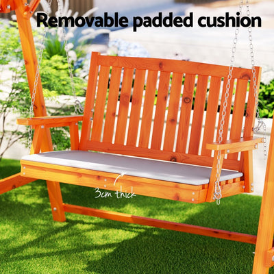 Gardeon Swing Chair Wooden Garden Bench Canopy 2 Seater Outdoor Furniture Payday Deals