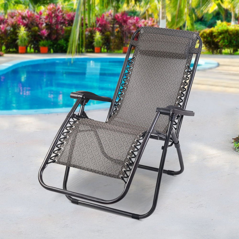 Gardeon Zero Gravity Chair 2PC Reclining Outdoor Sun Lounge Folding Camping Payday Deals